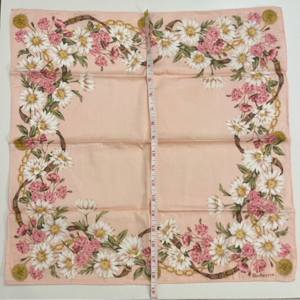 Vintage Burberrys Floral Cotton Handkerchief – Blush Pink - Picture 8 of 8